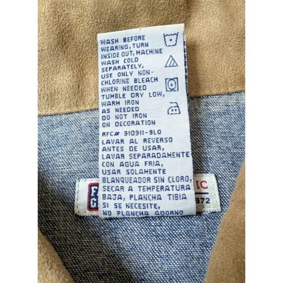 Vtg Womens Large Vest Denim Buffalo Cheetah Embroidery Fringe Bling War Bonnet - Picture 8 of 10